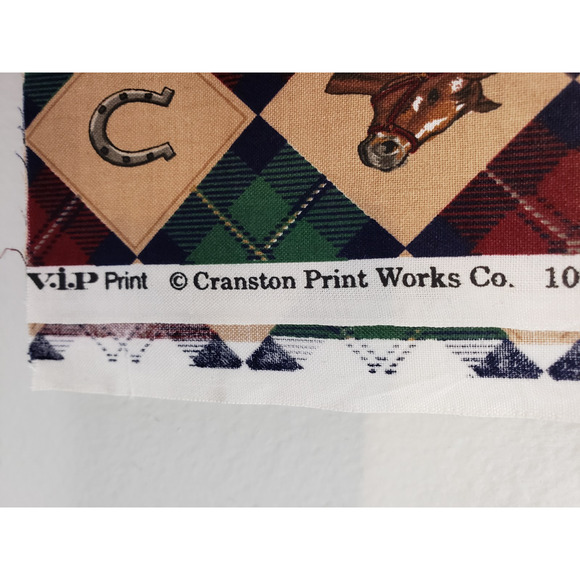 (Ma) Cranston Print Works Fabric Horse Horseshoe Aquestrian Sewing 44"x 1-1/2 Y - Picture 4 of 5